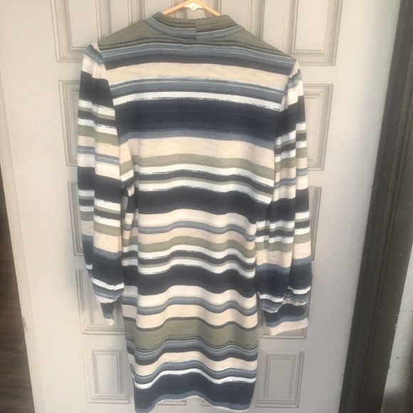 Almost Famous Sweater Dress Sz2X Mock Neck/Cuffs Neutral Stripes Runs SMALL - Picture 6 of 7